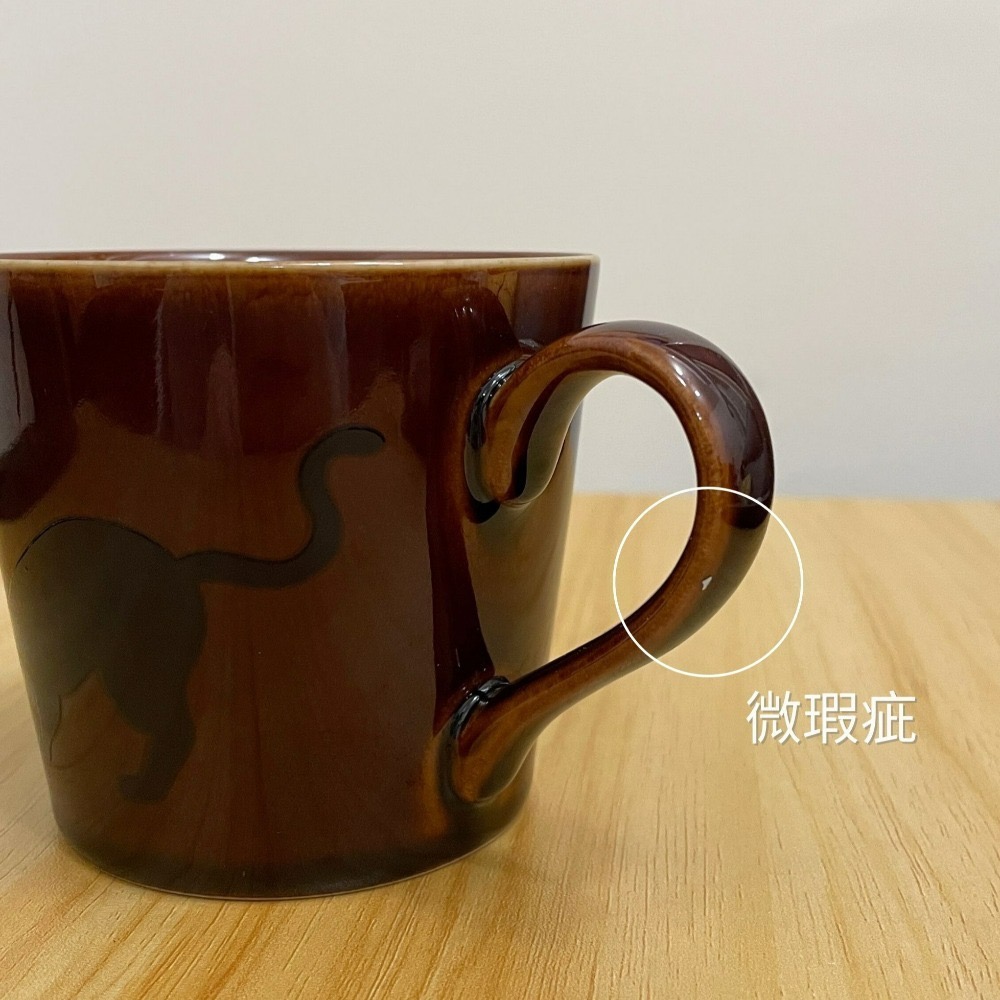 [現貨￨微瑕疵優惠] 日本製 MARUMO TAKAGI 高木陶器 溫感變色馬克杯 貓 美濃燒 褐色-細節圖2