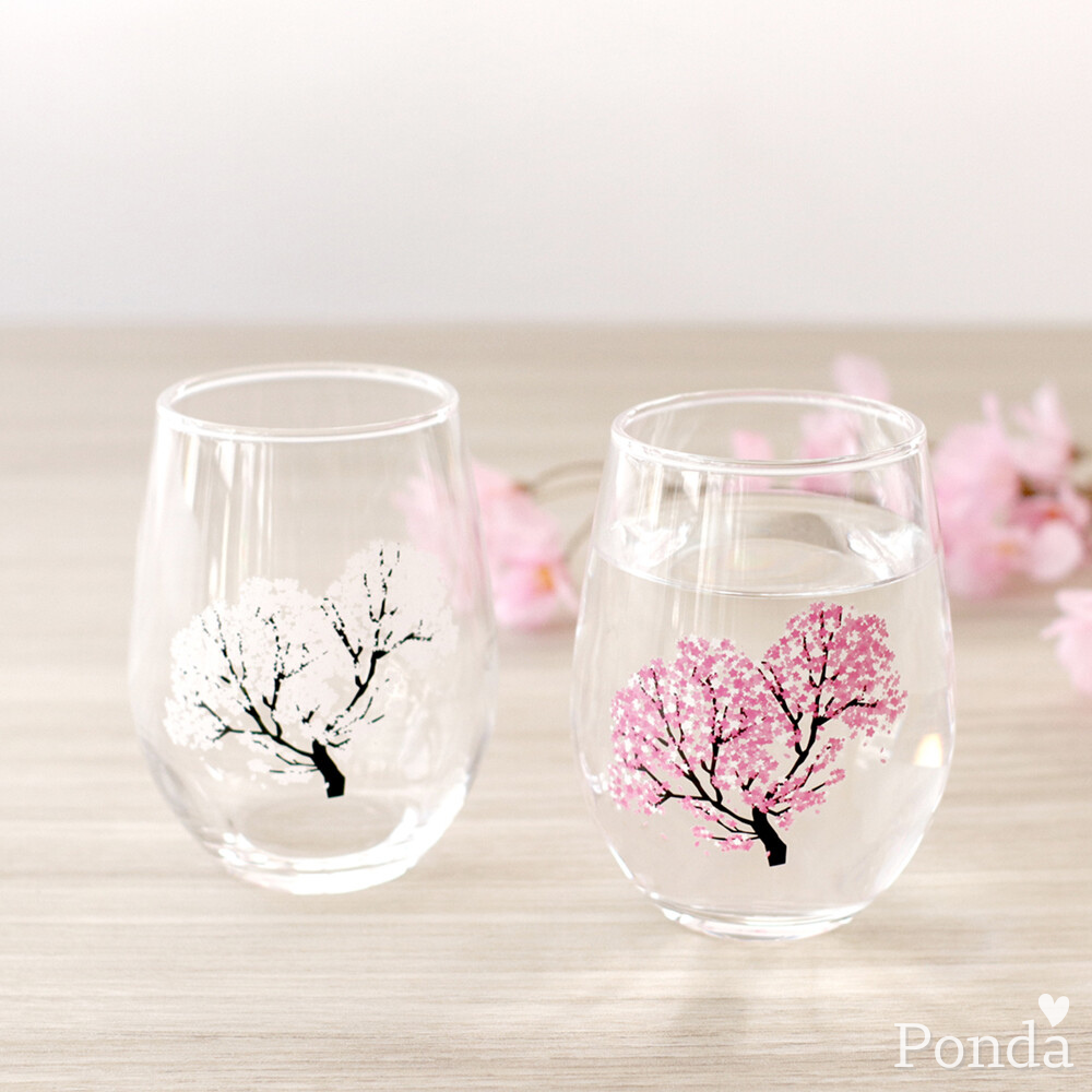 [現貨] 日本製 MARUMO TAKAGI 高木陶器 冷感變色 櫻花 玻璃杯 對杯 2入組 杯子 水杯 送禮 禮物-細節圖3