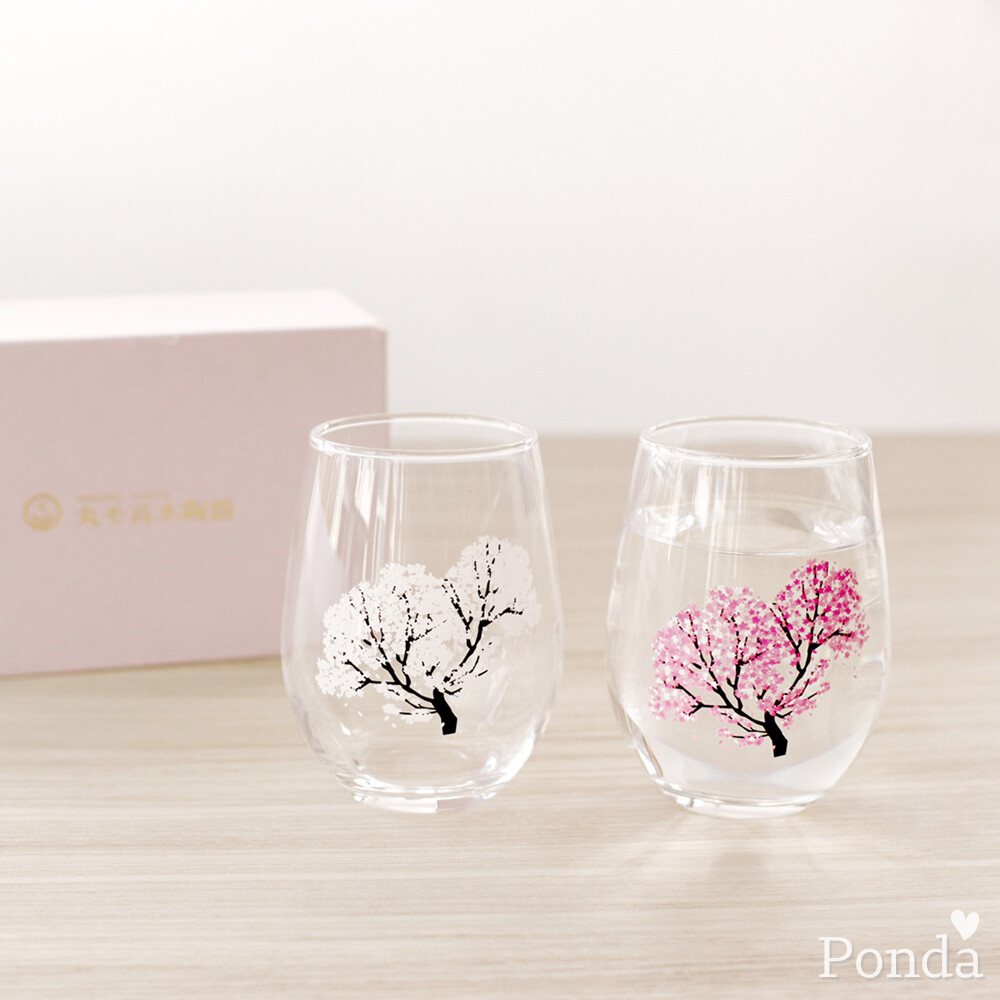 [現貨] 日本製 MARUMO TAKAGI 高木陶器 冷感變色 櫻花 玻璃杯 對杯 2入組 杯子 水杯 送禮 禮物-細節圖4