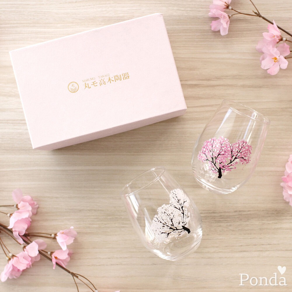 [現貨] 日本製 MARUMO TAKAGI 高木陶器 冷感變色 櫻花 玻璃杯 對杯 2入組 杯子 水杯 送禮 禮物-細節圖5