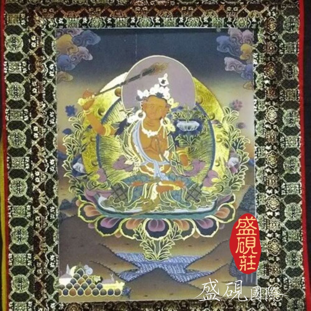 盛硯莊佛教文物 -大智文殊師利菩薩(藏唐卡)-細節圖2