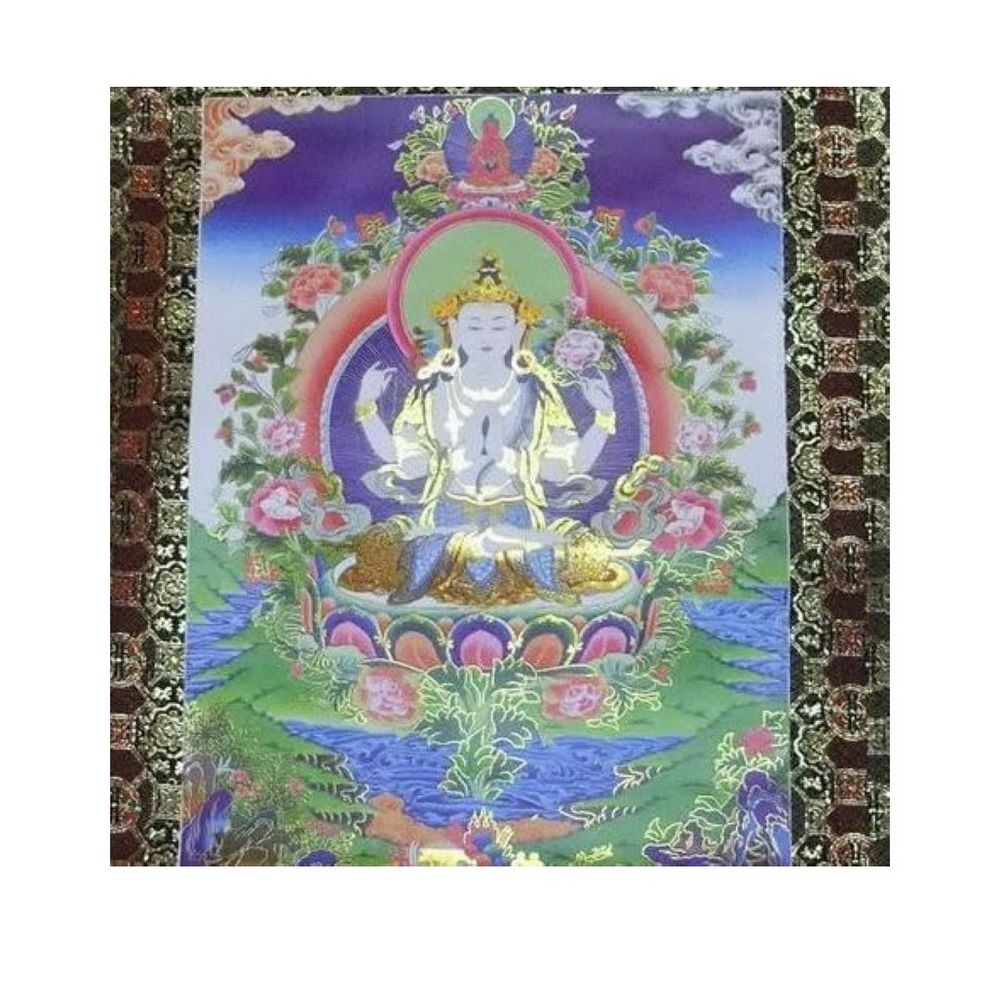 盛硯莊佛教文物 -千手千眼觀音唐卡(藏唐卡)-細節圖2