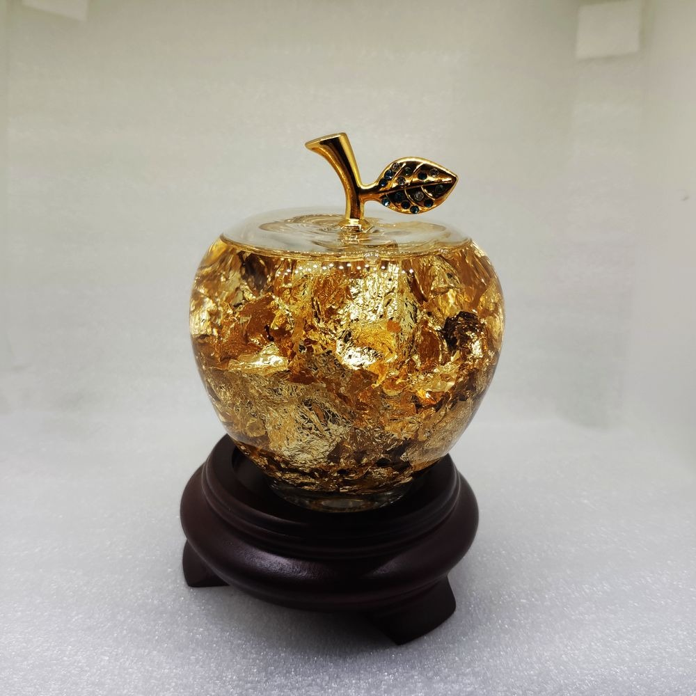 盛硯莊佛教文物 蘋蘋安安開運金箔金蘋果(平安吉祥)-細節圖3