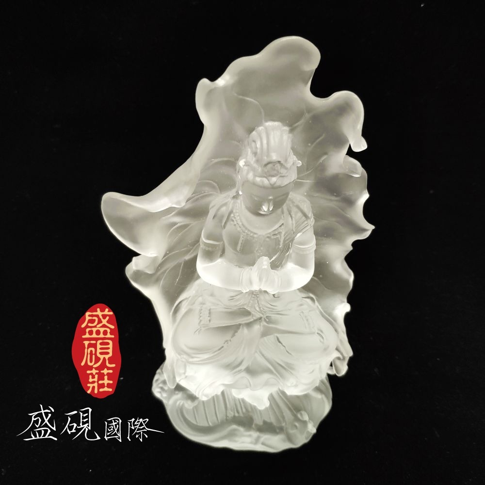 盛硯莊佛教文物 - 荷葉琉璃觀音(清靜菩提心)-細節圖4