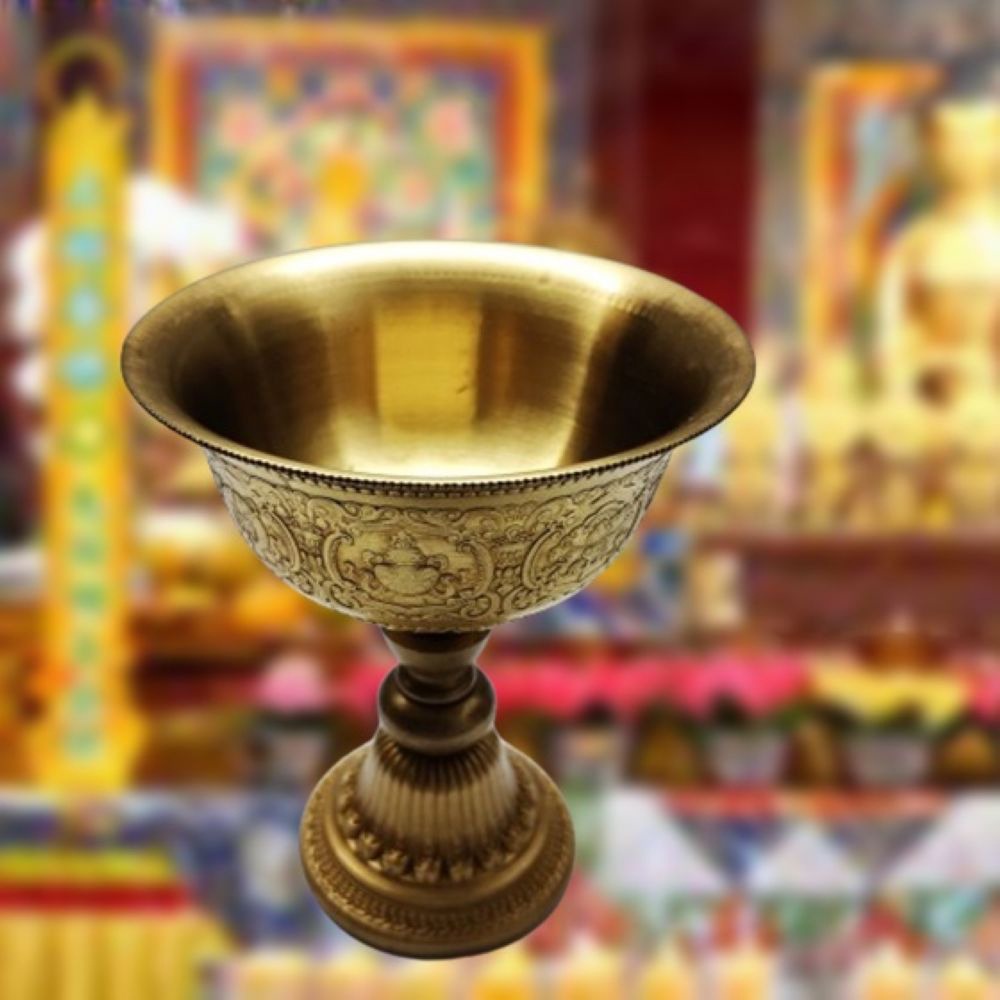 盛硯莊佛教文物 -  藏傳八吉祥高脚供杯(藏傳文物)-細節圖2