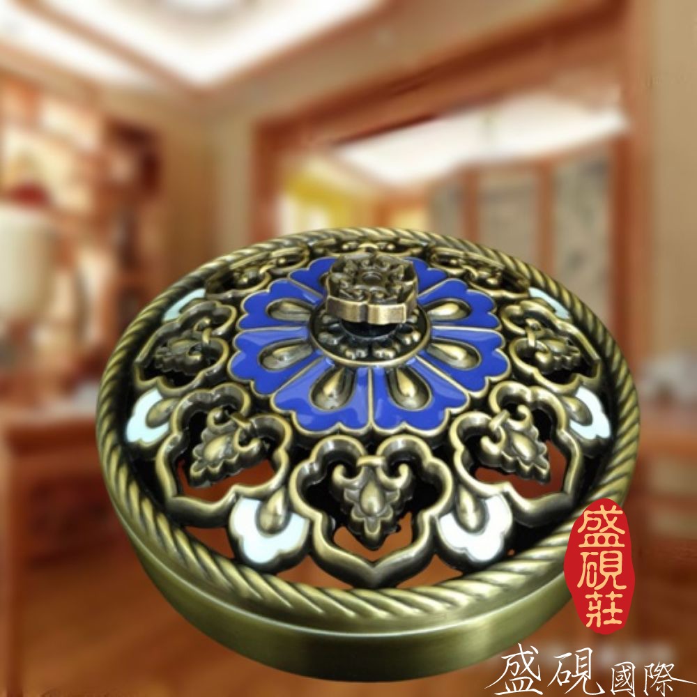 盛硯莊佛教文物 景泰藍如意蓮花香爐(最古典的藝術)-細節圖2