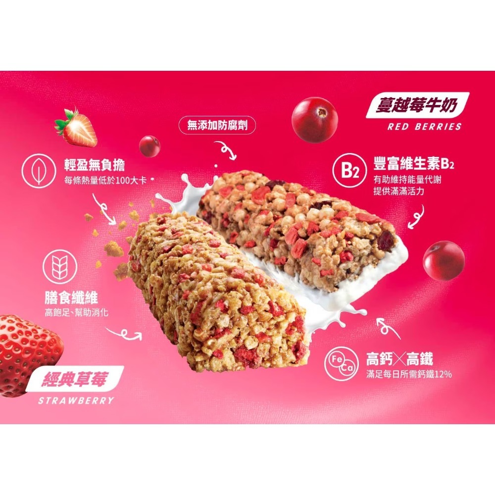 【好市多代購】雀巢纖怡 草莓穀物棒 & 蔓越莓牛奶穀物棒 23.5公克 X 1條-規格圖4
