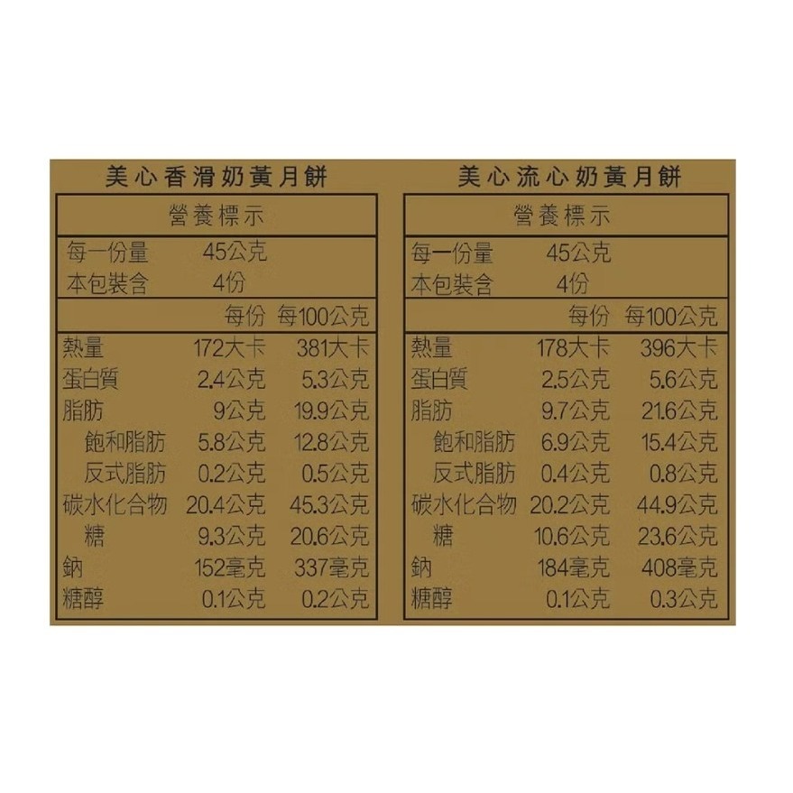 【中秋禮盒】香港美心 盛意臻選奶黃月餅 45公克 X 8入 X 1盒 #305686-細節圖2