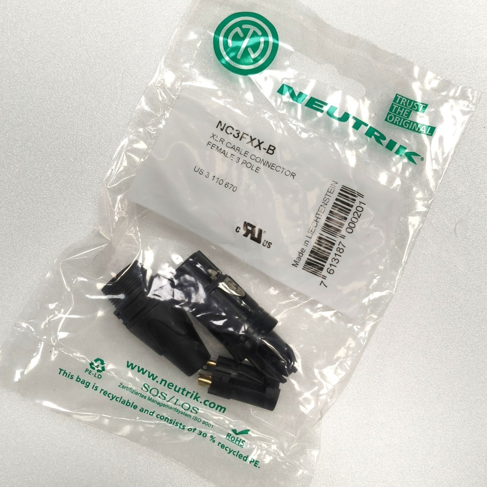 NEUTRIK NC3FXX-B XLR 鍍金卡農頭 3P 母頭 插頭｜專業錄音室與舞台標準｜高穩定抗干擾-細節圖2