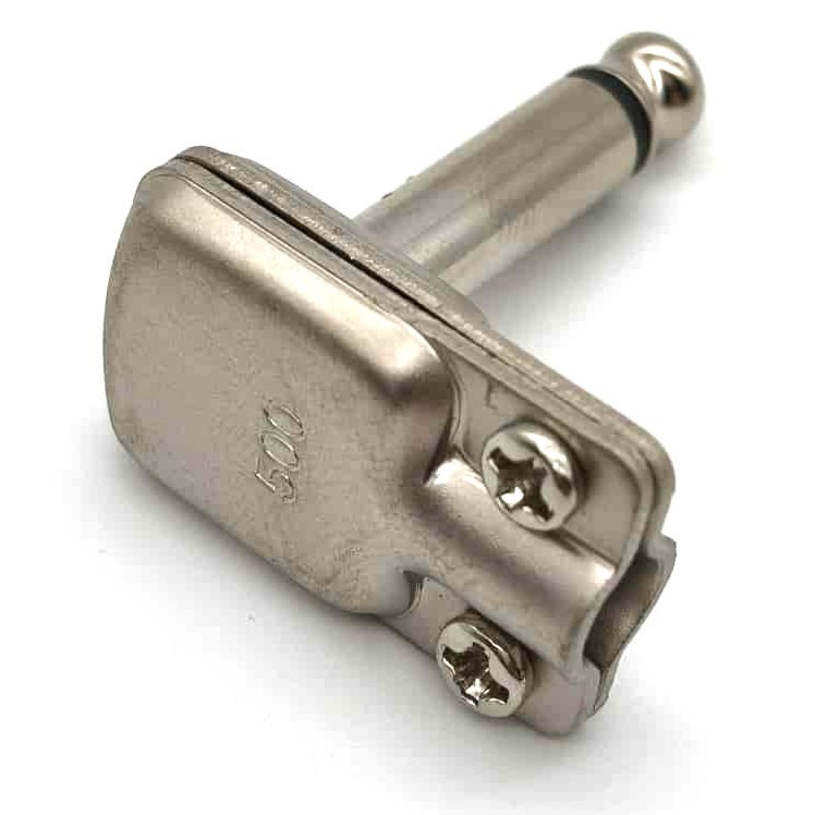 銀色超省空間 L頭 扁頭 6.3mm 單聲道吉他接頭 1/4＂ TS Plug｜極致縮小 效果器導線 DIY-細節圖2