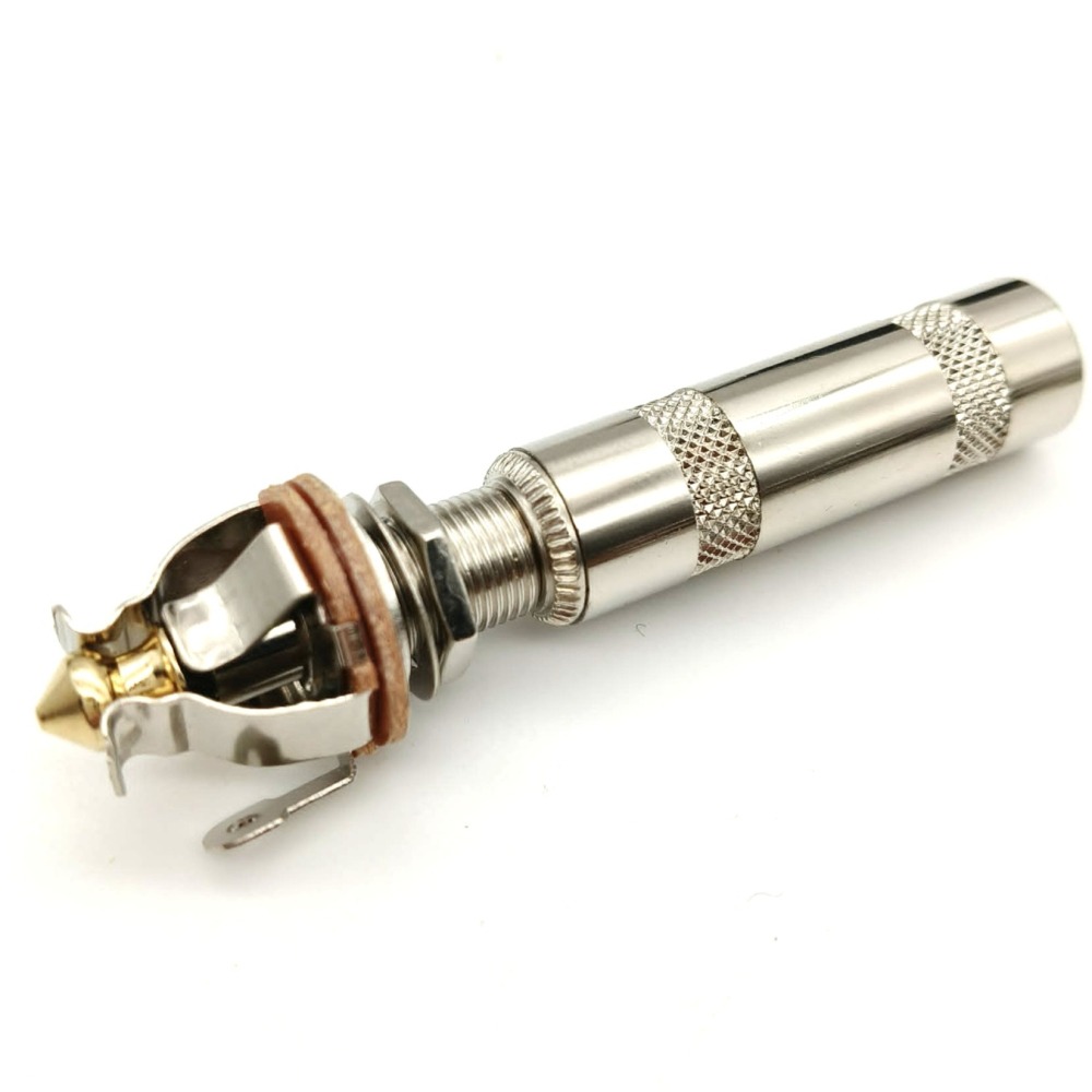 銀色 黃銅多點式吉他/貝斯插座｜高導電、防鬆脫｜6.3mm Mono Jack 維修升級首選 (!不是Puretone)-細節圖3