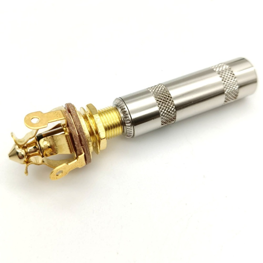 金色 黃銅多點式吉他/貝斯插座｜高導電、防鬆脫｜6.3mm Mono Jack 維修升級首選 (!不是Puretone)-細節圖2