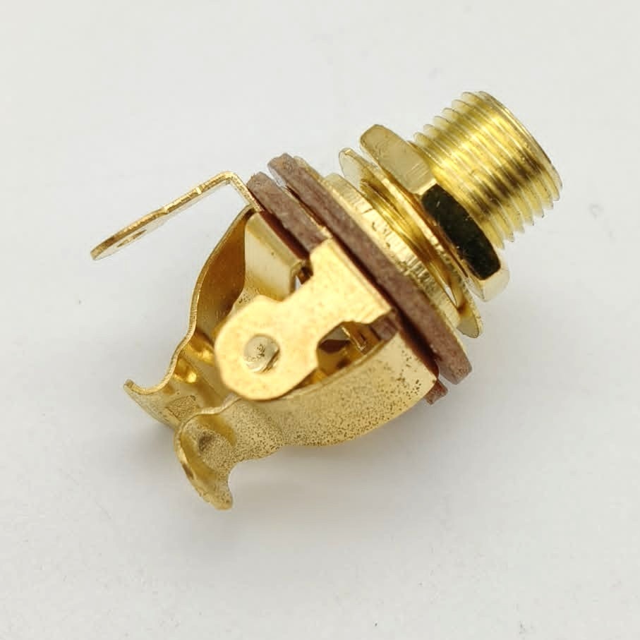 金色 黃銅多點式吉他/貝斯插座｜高導電、防鬆脫｜6.3mm Mono Jack 維修升級首選 (!不是Puretone)-細節圖3