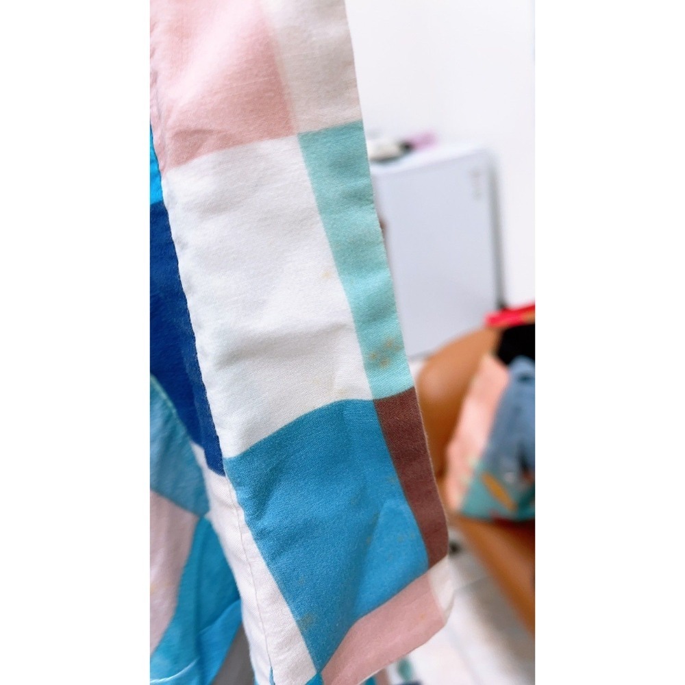 【二手】NEEMAX綁帶短版藍白格子五分袖襯衫-A-細節圖4