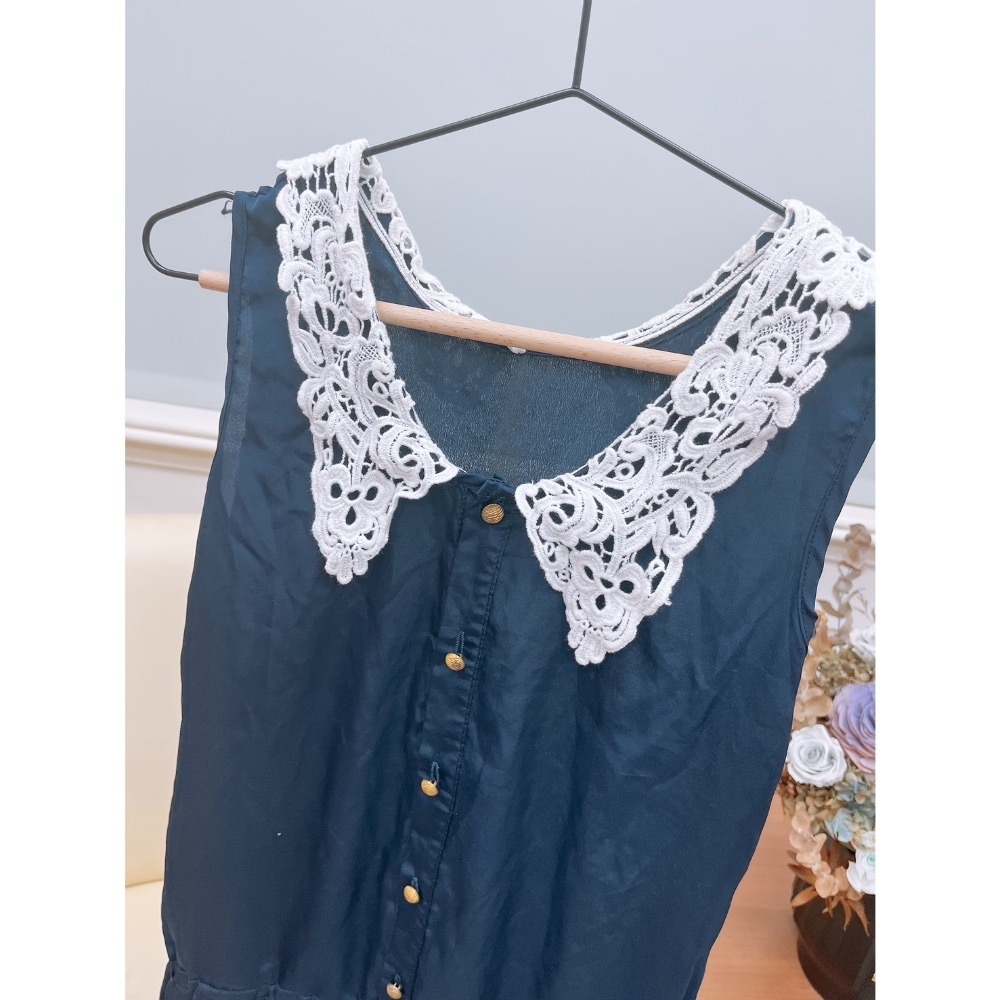 【二手】無袖深藍色連身褲裝-A-細節圖2