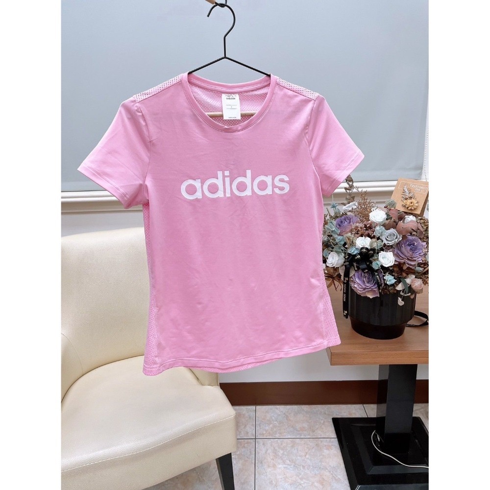 【二手新品】🌹adidas粉色運動T恤-AN-細節圖2