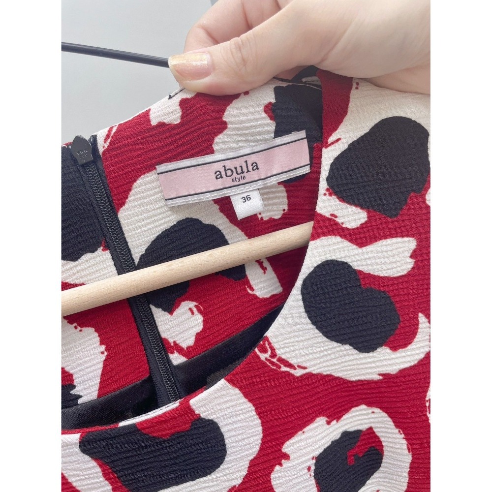 【二手】Abula紅色印花短洋裝-AS-細節圖3