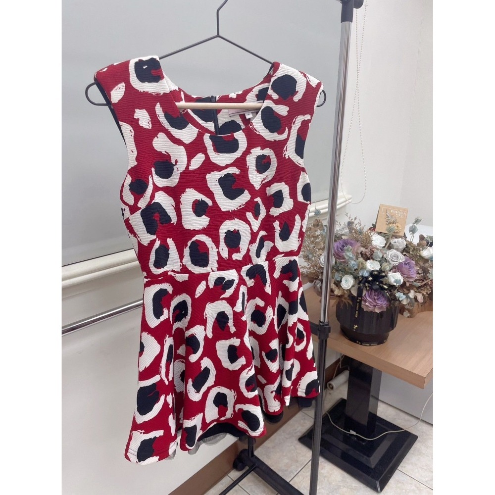 【二手】Abula紅色印花短洋裝-AS-細節圖5
