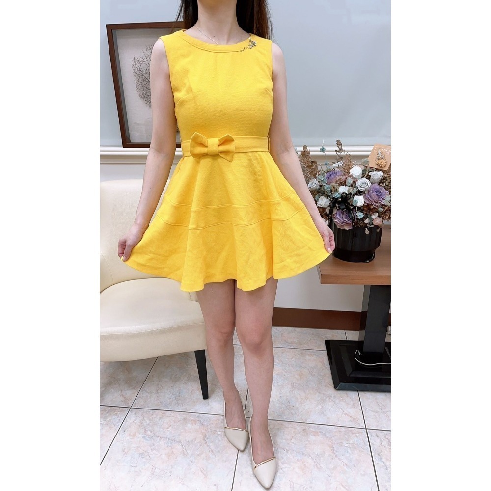 【二手新品】🌹iROO黃色腰帶短洋裝-ANS-細節圖3