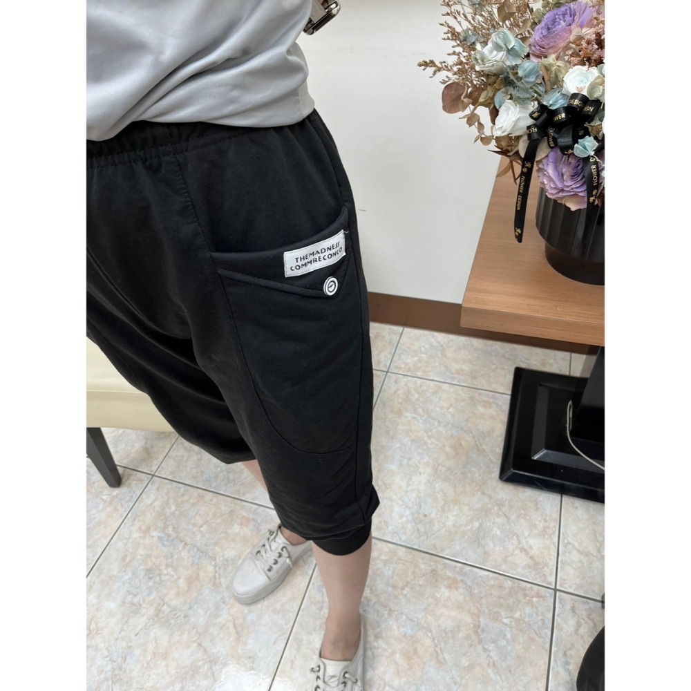 【二手】黑色綁帶運動七分休閒褲-A-細節圖2