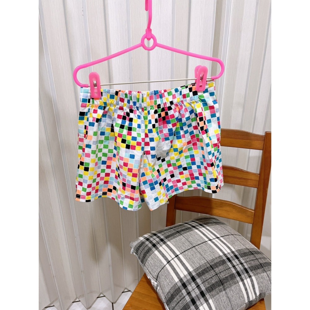 【二手】彩色方格高腰短褲-A-細節圖2