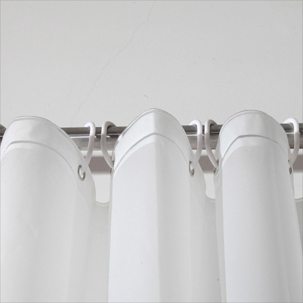 浴簾 白色半透明霧面浴簾 180X180CM/180X200CM 金屬扣 隔間用簾 底部加重BA411-細節圖4