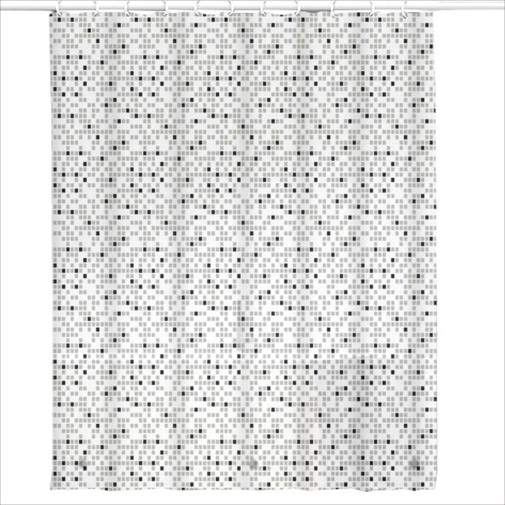 防水浴簾 數位方格浴簾 霧面半透明PEVA防水布 印花圖案 寬180X高200CM【BA343】-細節圖4