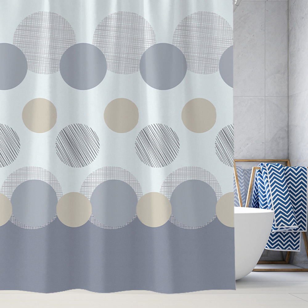 浴簾 圓形印花浴簾 180X180CM 隔間用簾 底部加鉛加重 附12個加粗掛勾BA372-細節圖5