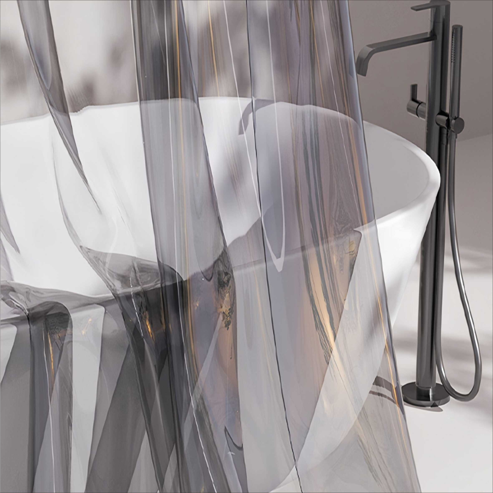 浴簾 黑色透明浴簾180X180(200)CM金屬扣 底部加重PEVA用簾 附12加粗掛勾BA373-細節圖4