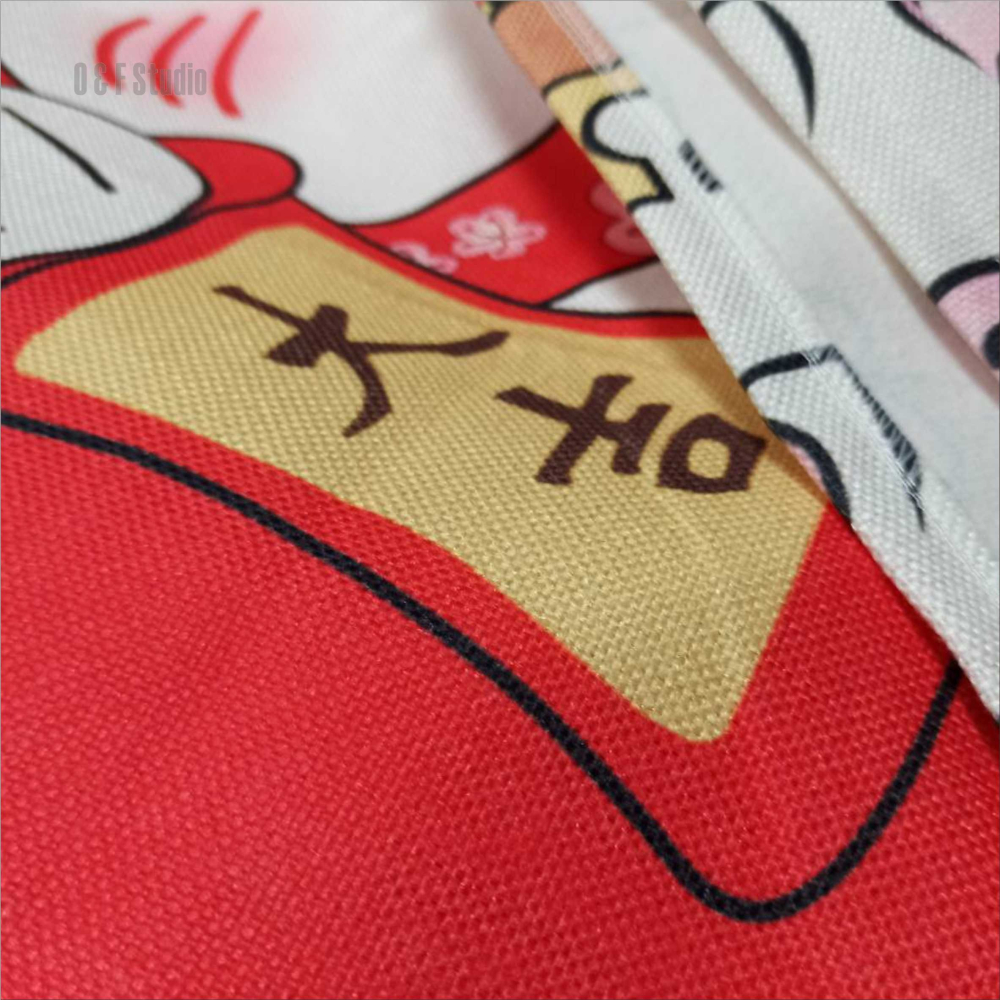 門簾 招財貓門簾(加厚款)混紡 穿桿式門簾 85X120CM 兩片式門簾 風水簾BA301-5-細節圖3