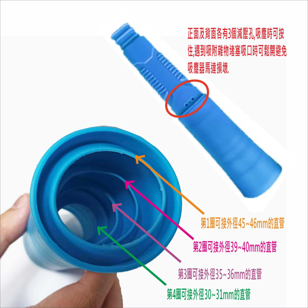 吸塵器多尺寸加長吸管清潔組 接外徑30~31/35~36/39~40/45~46mm直管VBC038-細節圖2