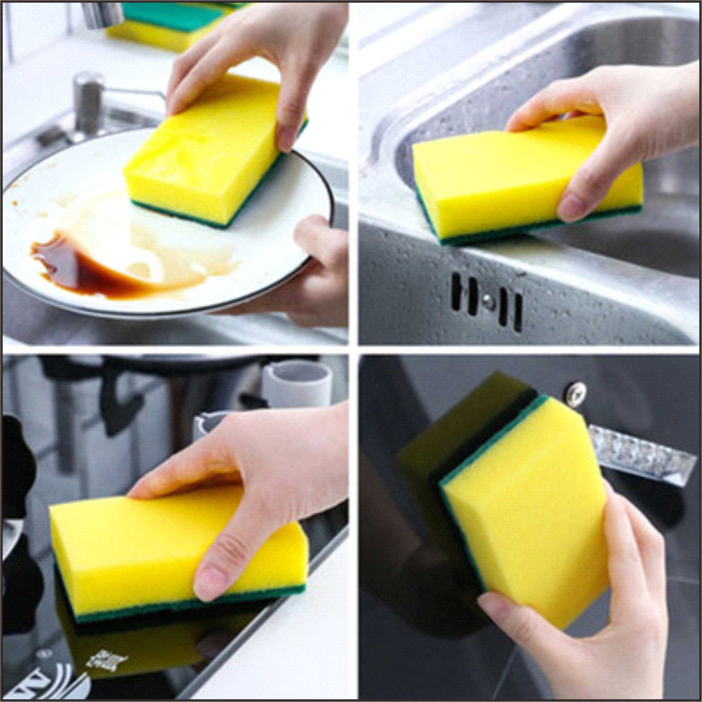 高密菜瓜布(1入)厚款 獨立包裝 台灣現貨 海綿菜瓜布 10x7x3CM 雙面清潔海綿 百潔布【BA246】-細節圖3