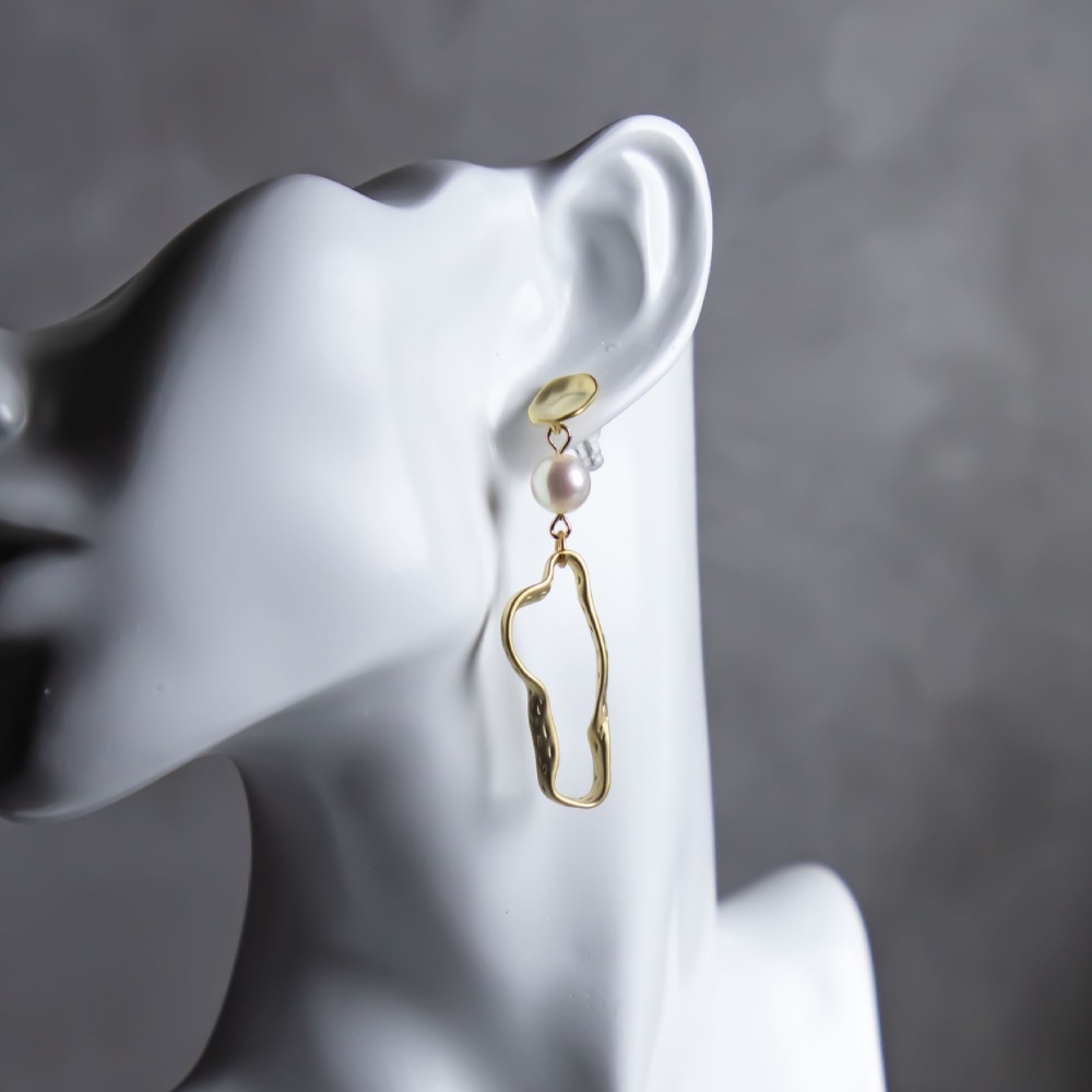 「美物選品」不對稱珍珠人像耳環-細節圖2