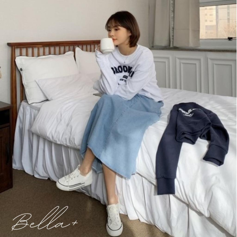 BELLA+台灣現貨秒出🆕大口袋日系牛仔高腰寬鬆半身裙鬆緊腰丹寧長裙休閒百搭新款女A字裙顯瘦復古傘裙垂感大擺裙設計感-細節圖7