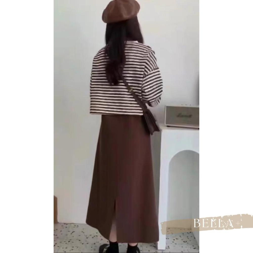 BELLA+🆕兩件式針織條紋連衣裙針織上衣條紋上衣吊帶裙洋裝連身裙套裝台灣現貨-細節圖4