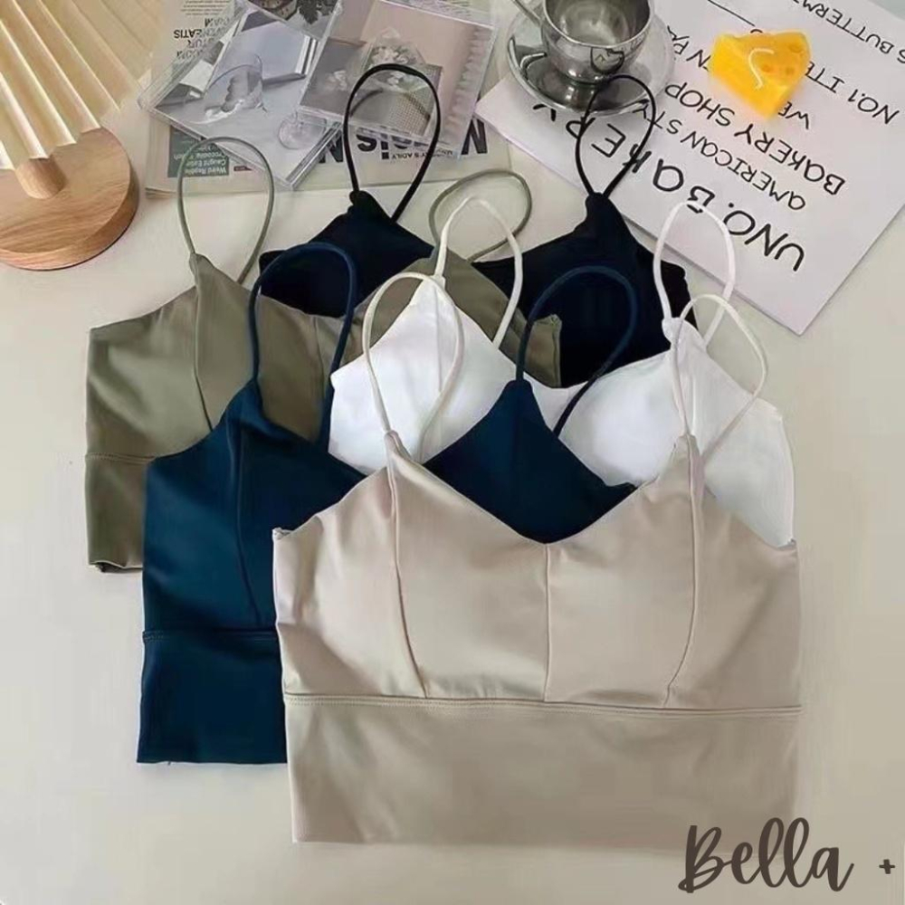 BELLA+台灣現貨秒出🆕五色冰絲美背吊帶背心夏季新款自帶胸墊裹胸文胸涼感時尚辣妹打底衫運動短版上衣小可愛-細節圖9