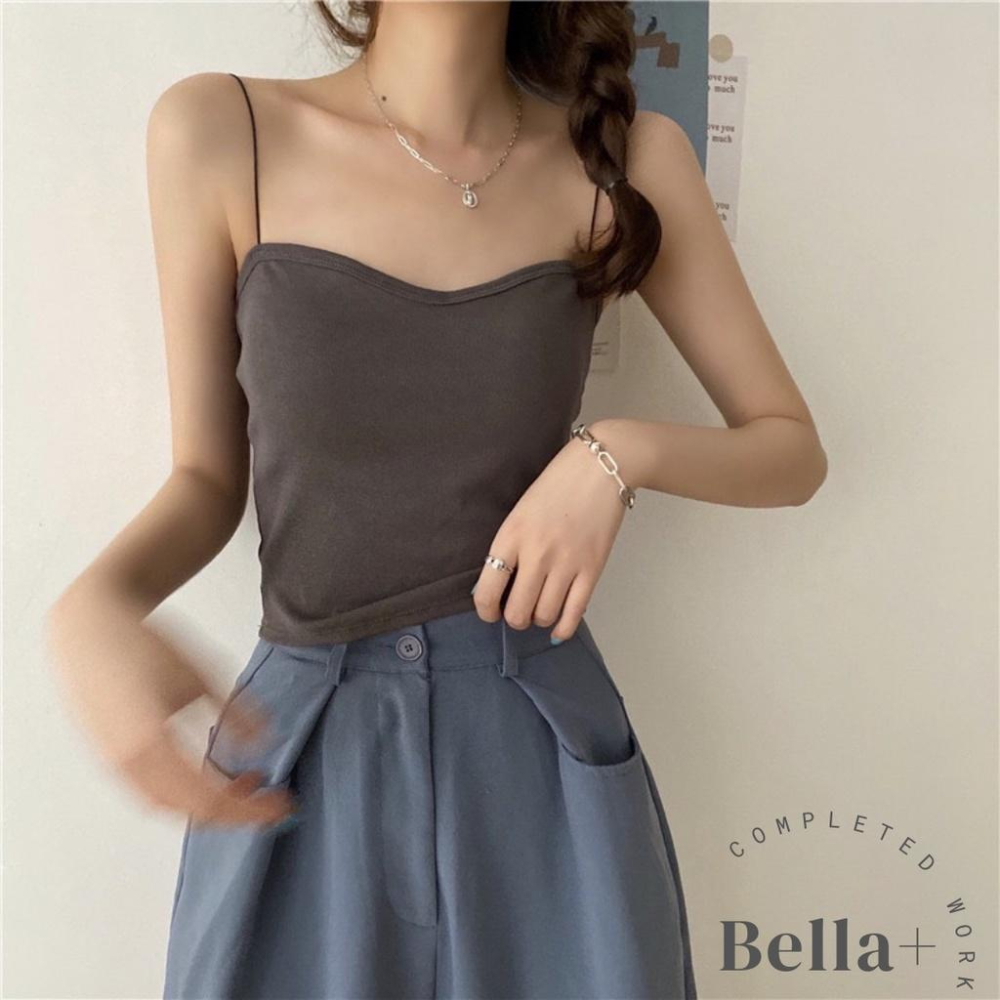BELLA+🆕背心小可愛細肩帶棉料帶胸墊打底上衣內搭抹胸文胸吊帶-細節圖2