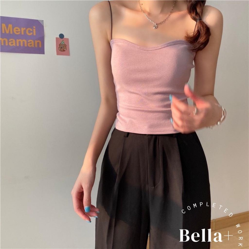 BELLA+🆕背心小可愛細肩帶棉料帶胸墊打底上衣內搭抹胸文胸吊帶-細節圖3