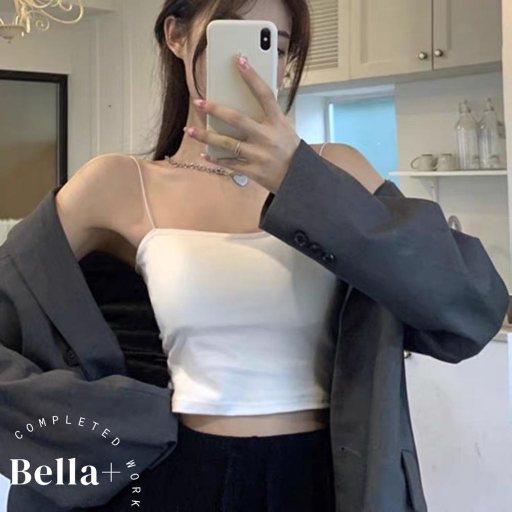 BELLA+🆕背心小可愛細肩帶棉料帶胸墊打底上衣內搭抹胸文胸吊帶-細節圖7