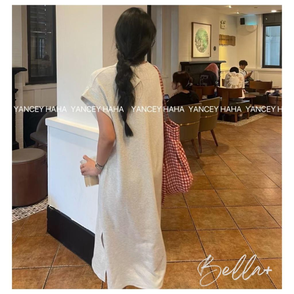 Bella+🆕大碼多色短袖洋裝棉料洋裝連衣裙瑪莉奧寬鬆慵懶休閒洋裝口袋大尺碼-細節圖7