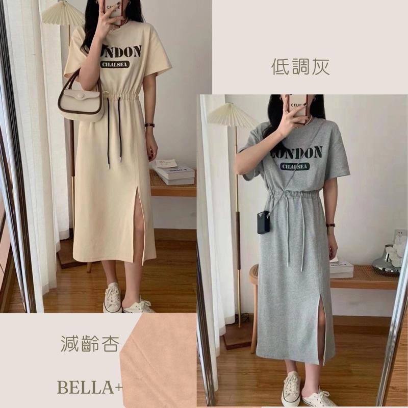 BELLA+🆕春夏洋裝台灣現貨連身洋棉料洋裝開衩洋英文字多色連身裙連衣裙當天出貨-細節圖7