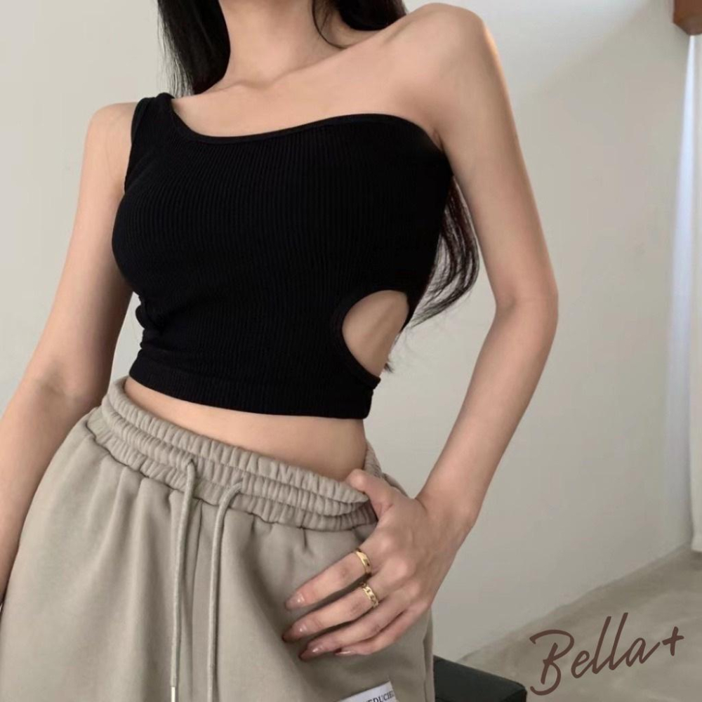 Bella+台灣現貨秒出🆕四色夏天穿搭台辣妹緊身小可愛背心少女內搭露腰設計感外穿洋氣胸墊上衣-細節圖4
