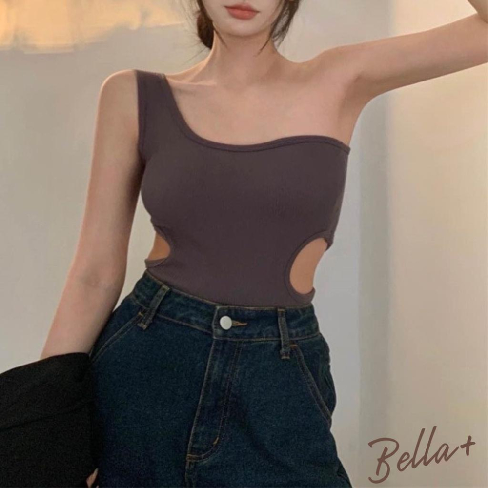 Bella+台灣現貨秒出🆕四色夏天穿搭台辣妹緊身小可愛背心少女內搭露腰設計感外穿洋氣胸墊上衣-細節圖6