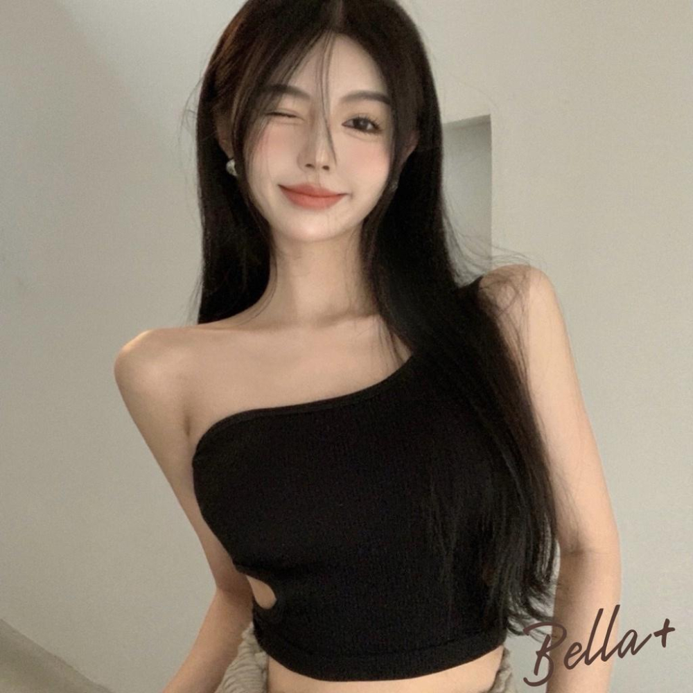 Bella+台灣現貨秒出🆕四色夏天穿搭台辣妹緊身小可愛背心少女內搭露腰設計感外穿洋氣胸墊上衣-細節圖8