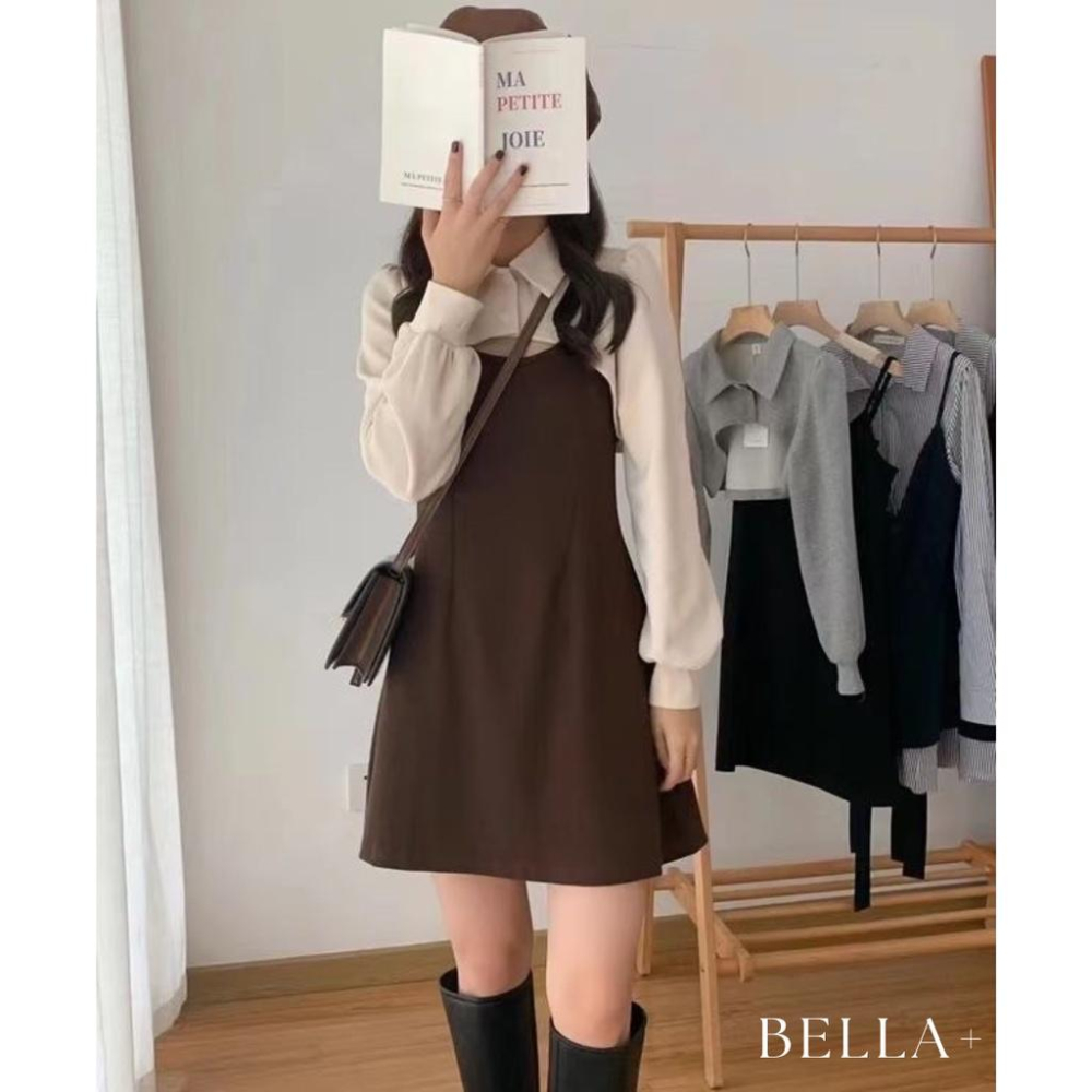 BELLA+💖早春小性感秋冬法式少女新款可愛兩件式多色連衣裙洋裝V領洋裝女台灣現貨連身洋-細節圖7