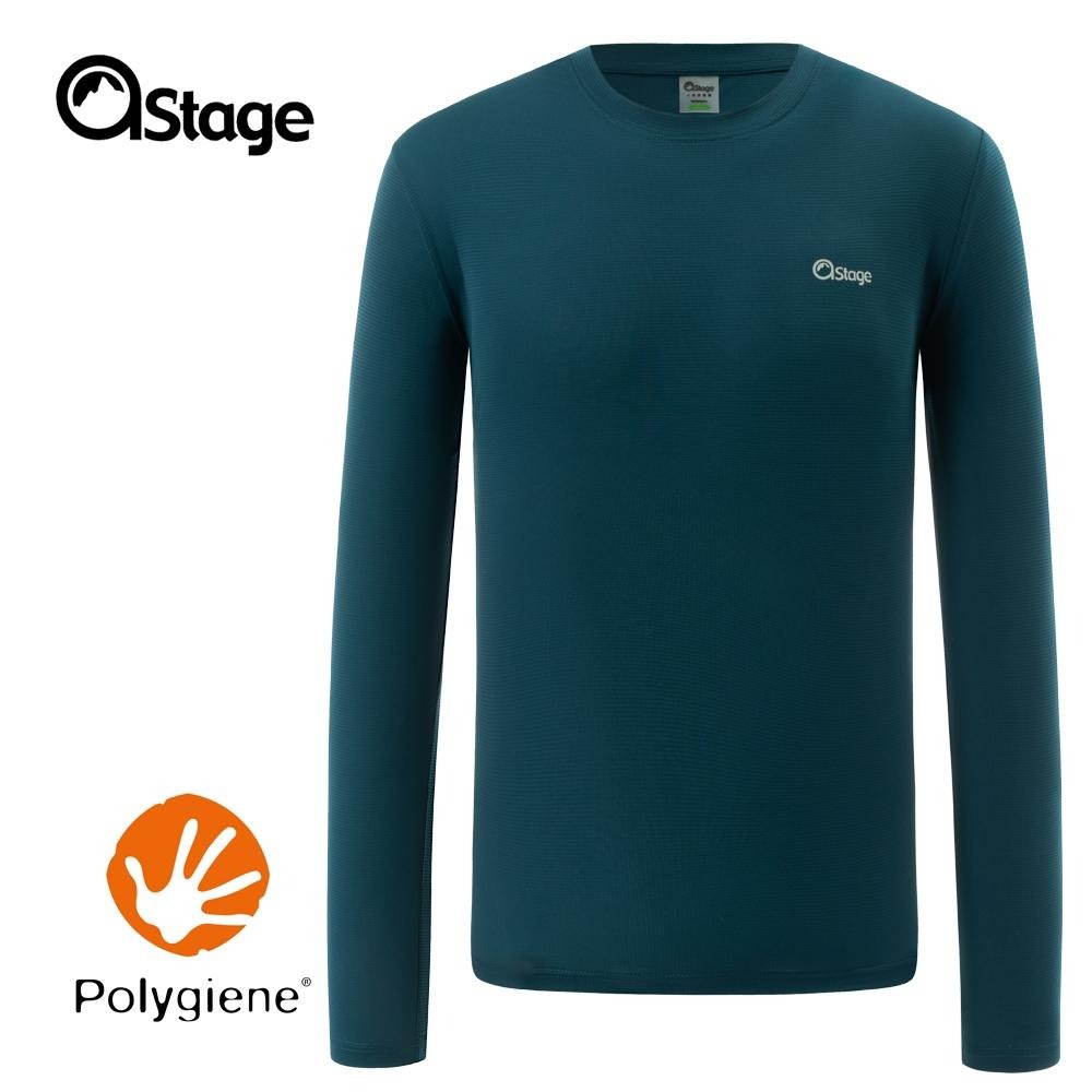 【AStage】Cypress T-Shirt 透氣快乾長袖排汗衣 男 深海藍(A11202-0022)｜銀離子運動上衣-細節圖8