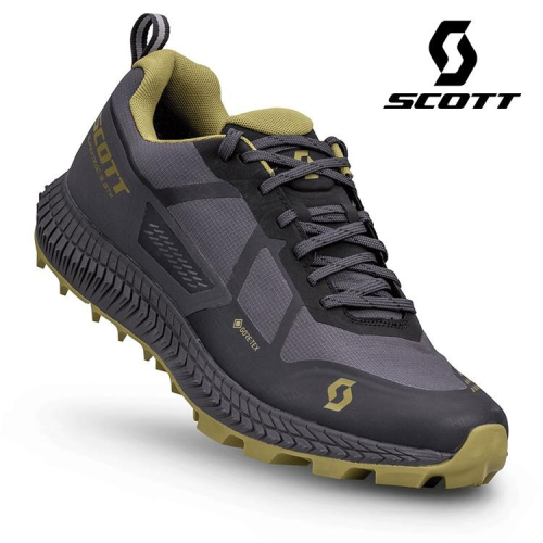 【SCOTT 瑞士】SUPERTRAC 3 GORE-TEX 防水越野跑鞋 男9.5 (US) 黑色/泥綠｜多功能運動鞋