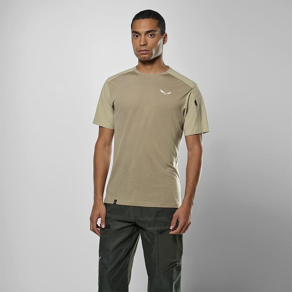 【SALEWA 義大利】PUEZ MERINO HYBRID T-SHIRT 男 夏季短袖羊毛排汗衣｜排濕溫控運動上衣-細節圖3