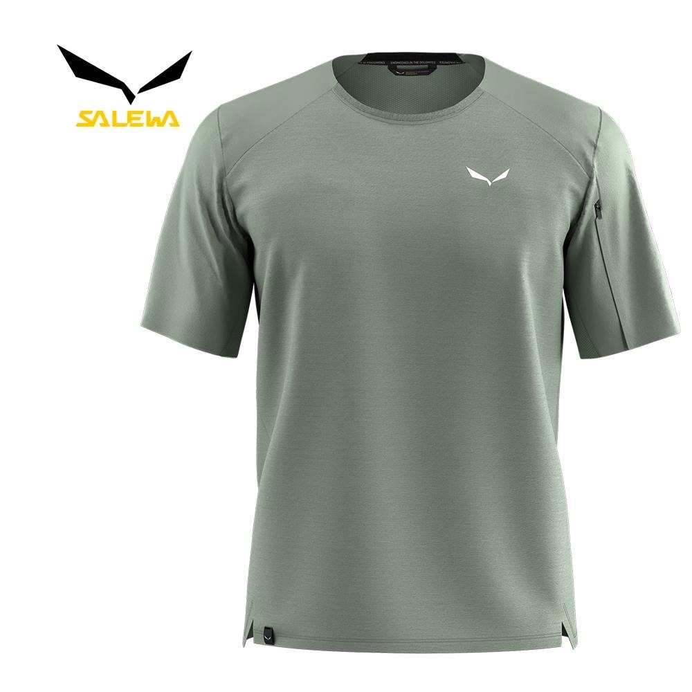 【SALEWA 義大利】PUEZ MERINO HYBRID T-SHIRT 男 夏季短袖羊毛排汗衣｜排濕溫控運動上衣-細節圖5