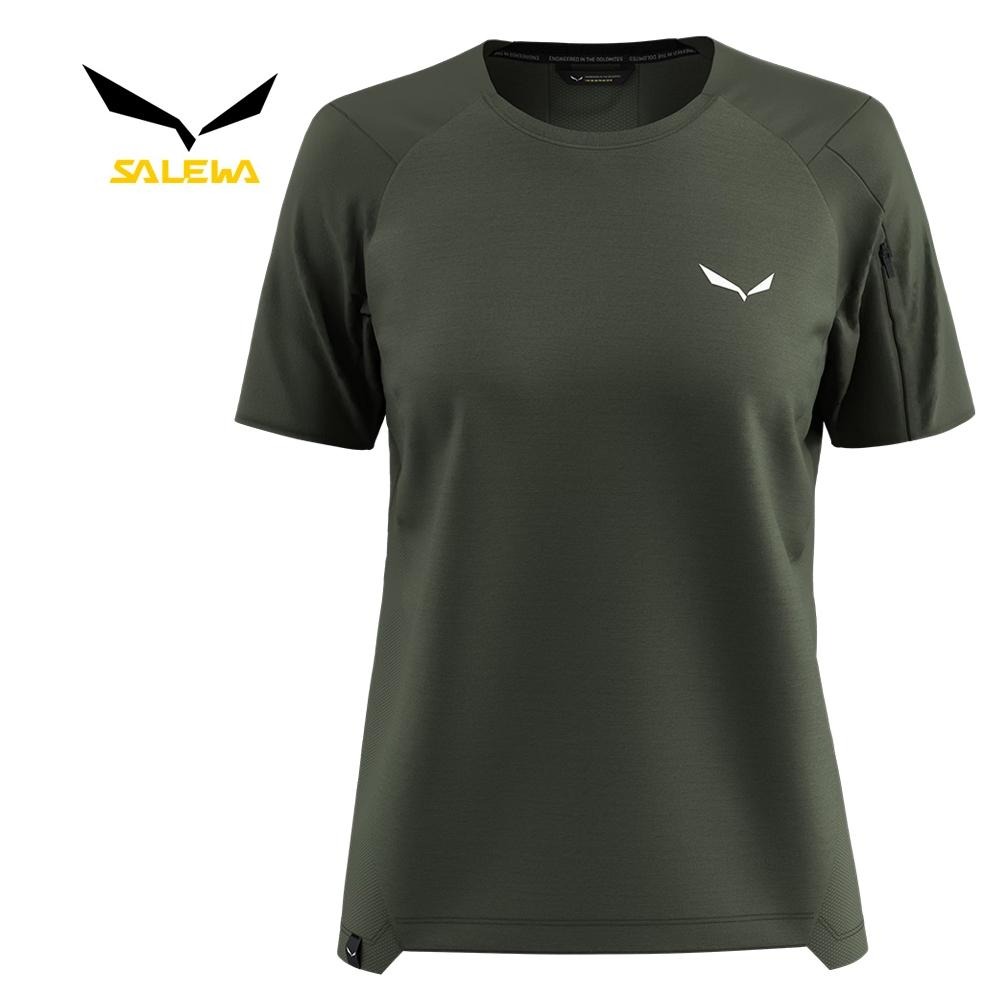 【SALEWA 義大利】PUEZ MERINO HYBRID T-SHIRT 女 夏季短袖羊毛排汗衣｜排濕溫控運動上衣-細節圖2